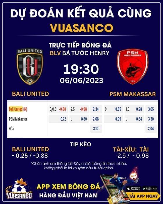 Soi kèo Bali United vs PSM Makassar – 19h30 – 06/06 – Liga 1