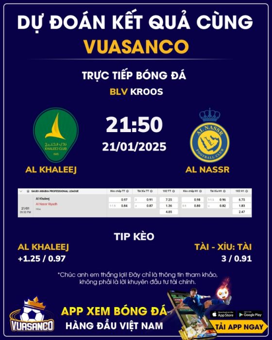 Soi kèo Al Khaleej vs Al Nassr – 21h50 – 21/01 – VĐQG Ả Rập Xê Út